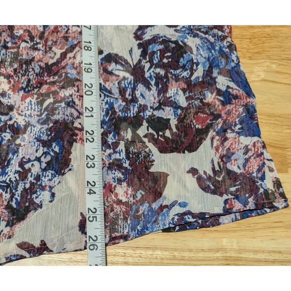 Tahari ASL Sheer Lightweight Ruffled Top Sleeveless Floral Blouse Plus Size 1X - Picture 4 of 11